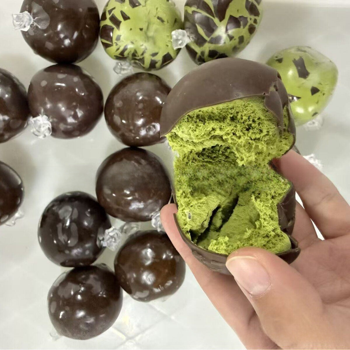Crunchy Matcha Chocolate Mint Crispy Balls Handmade Stress-Relief Toy