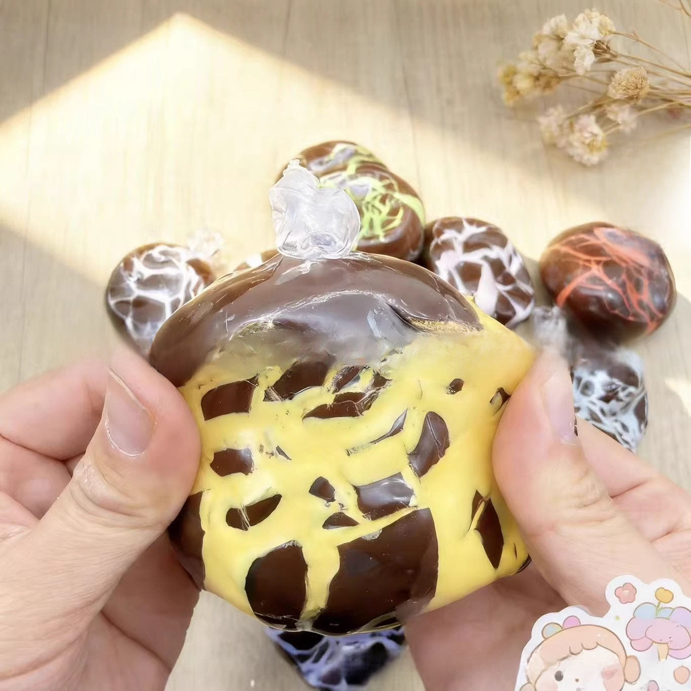 Crunchy Matcha Chocolate Mint Crispy Balls Handmade Stress-Relief Toy